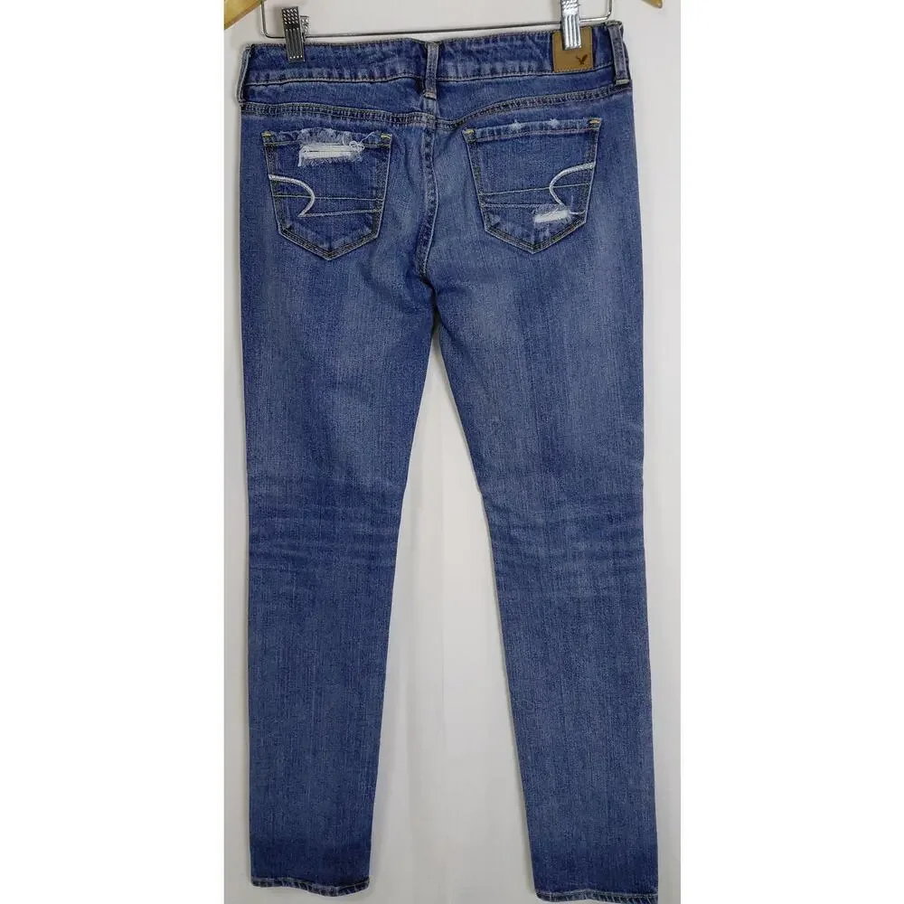 American Eagle Blue Denim Skinny Casual Jeans Women Size 4